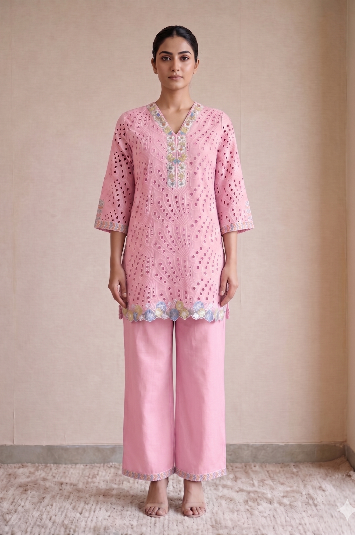 Baby Pink Embroidered Kurta Set