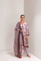 GREIGE KASHMIRI STYLE FLORAL PRINT SUIT SET