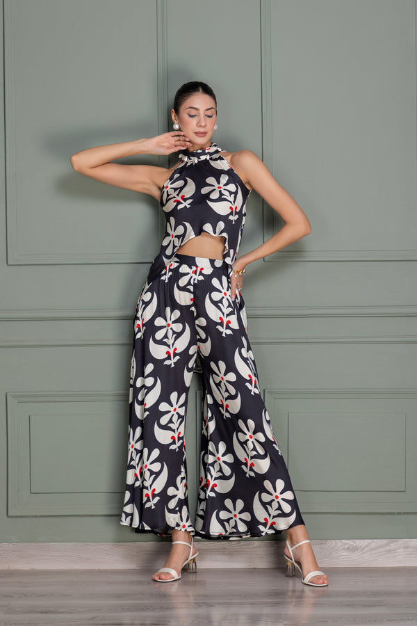 Black Motif Printed Fusion Co-ord Set