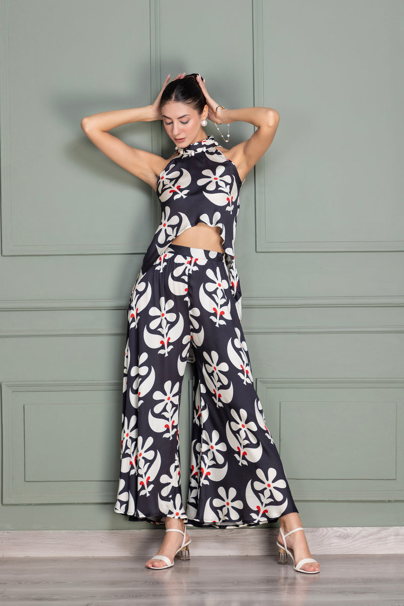 Black Motif Printed Fusion Co-ord Set