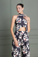 Black Motif Printed Fusion Co-ord Set