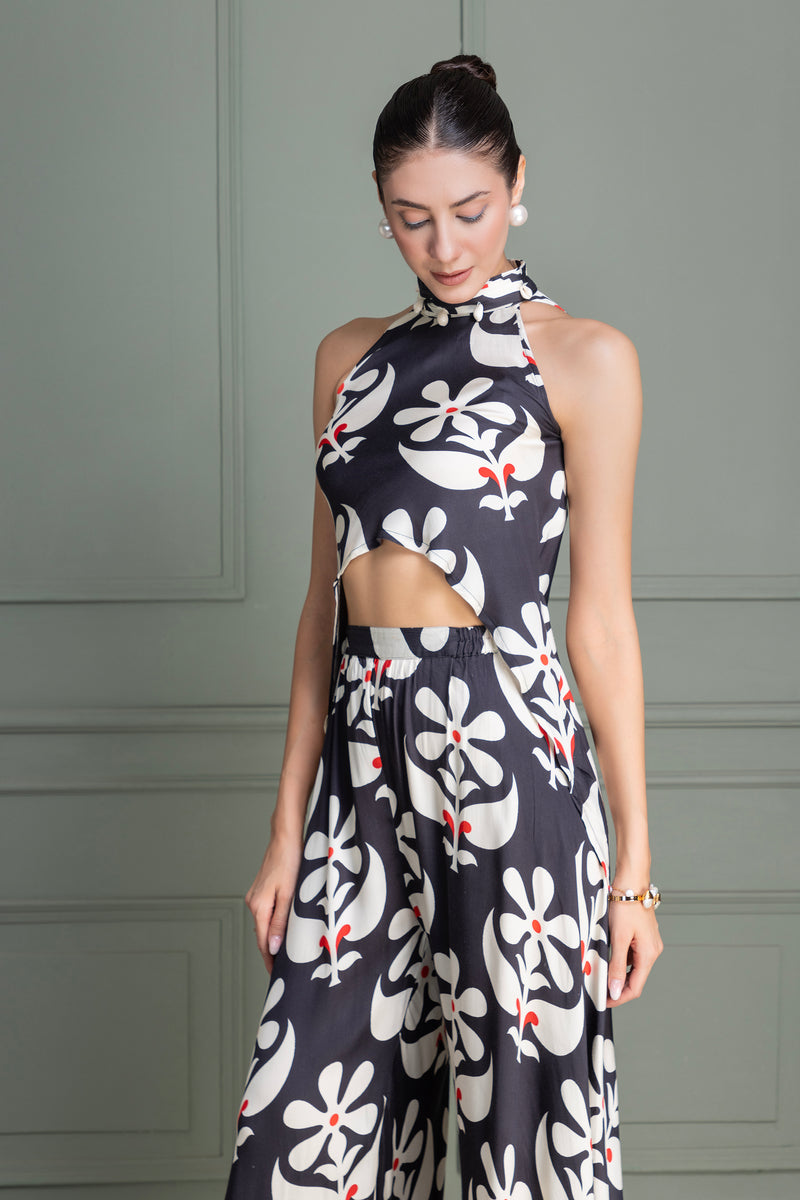 Black Motif Printed Fusion Co-ord Set