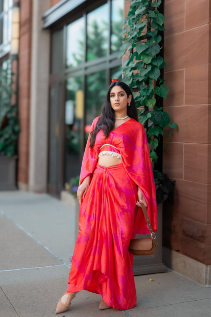 Ruby Floral Printed Crop Top and Skirt Set