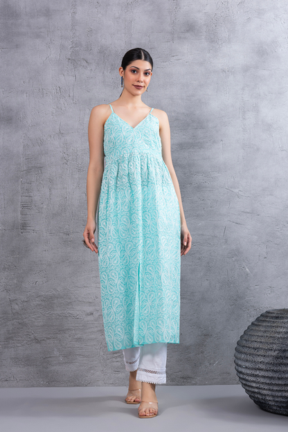 Baby Blue Chikankari Embroidered Kurta Set