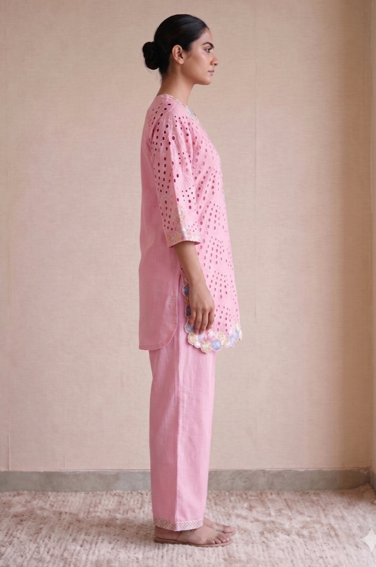 Baby Pink Embroidered Kurta Set