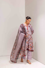 GREIGE KASHMIRI STYLE FLORAL PRINT SUIT SET