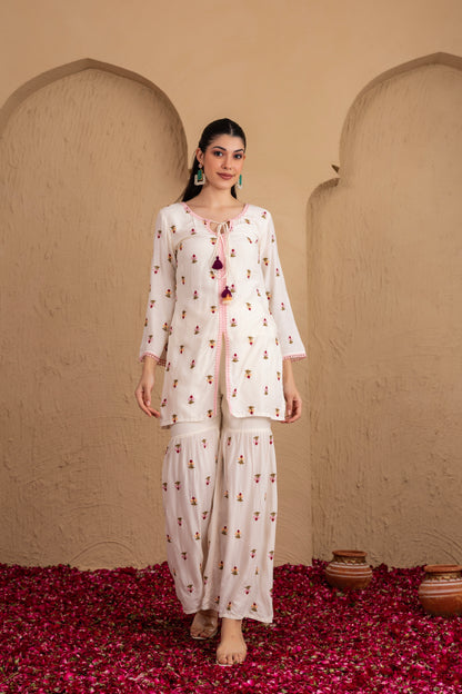 Pearly Floral Embroidered Suit Set