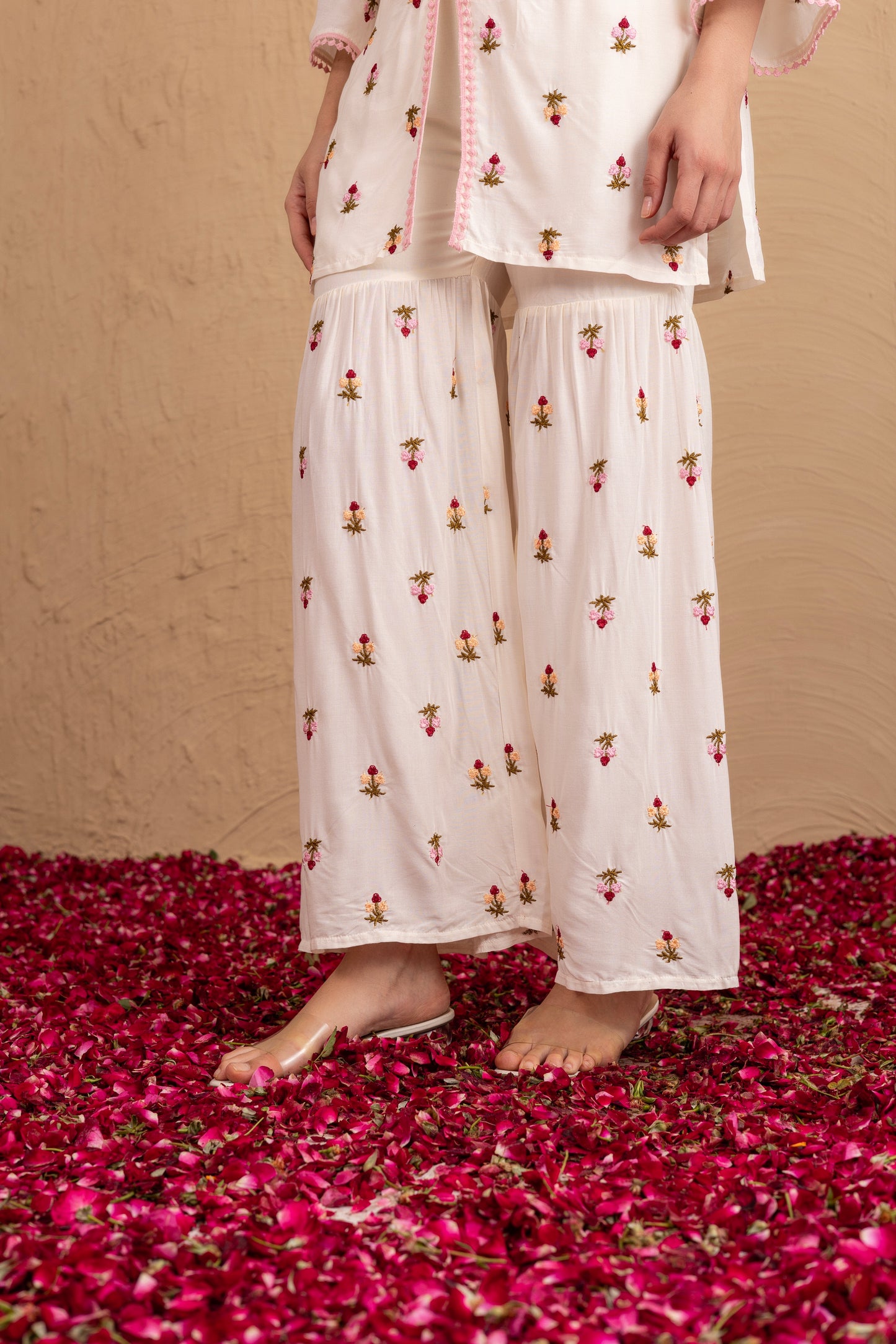 Pearly Floral Embroidered Suit Set