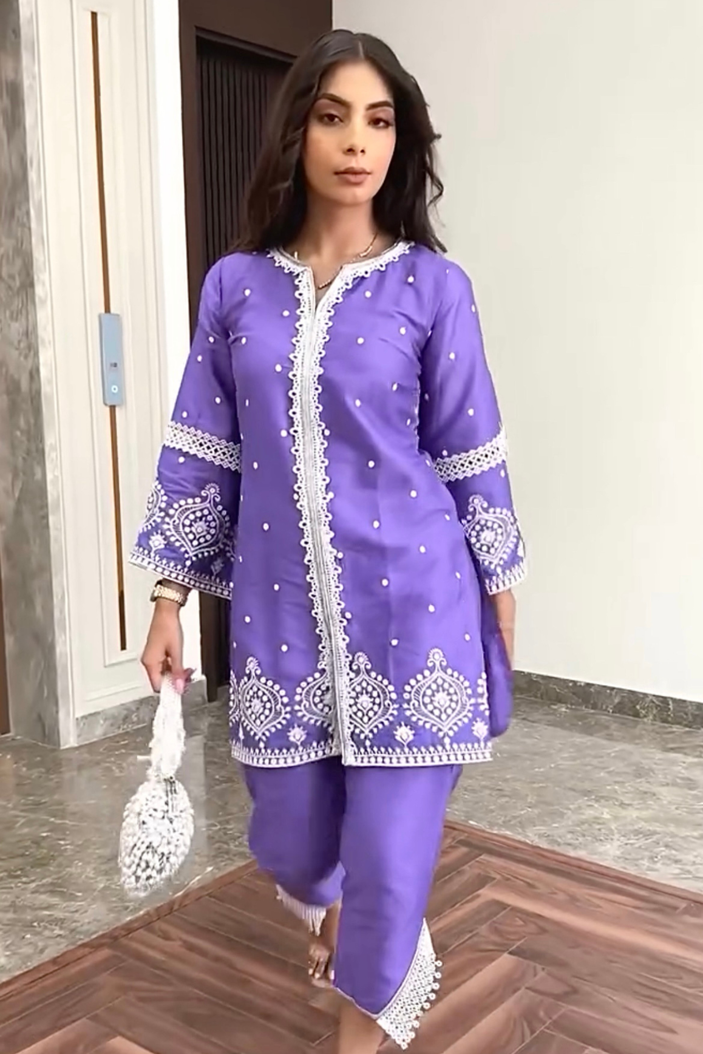 LILAC SEQUENCE EMBROIDERED KURTA SET