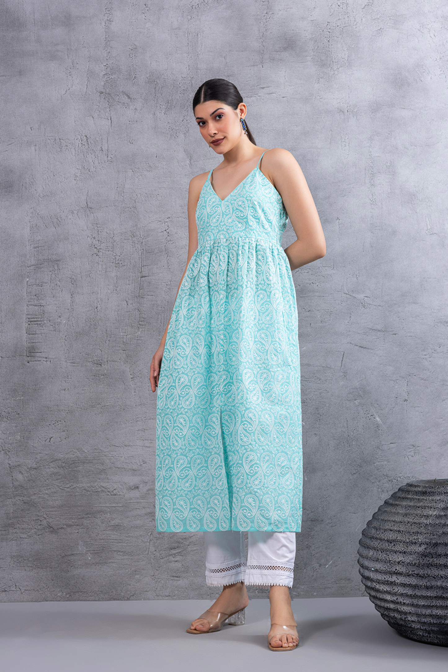 Baby Blue Chikankari Embroidered Kurta Set