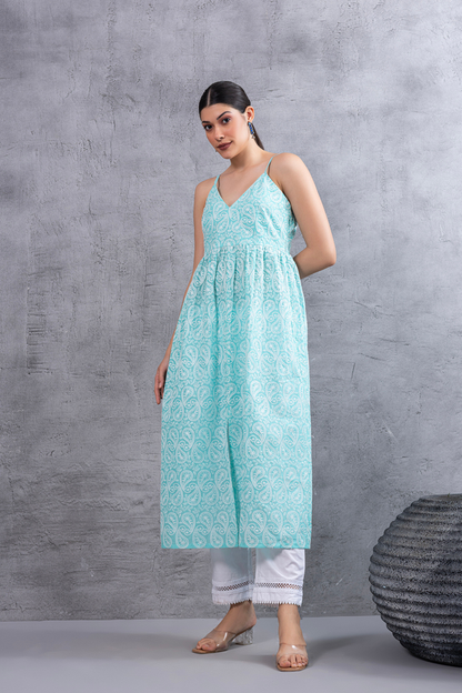 Baby Blue Chikankari Embroidered Kurta Set