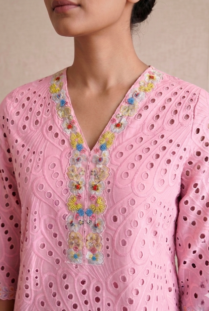 Baby Pink Embroidered Kurta Set
