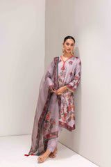 GREIGE KASHMIRI STYLE FLORAL PRINT SUIT SET