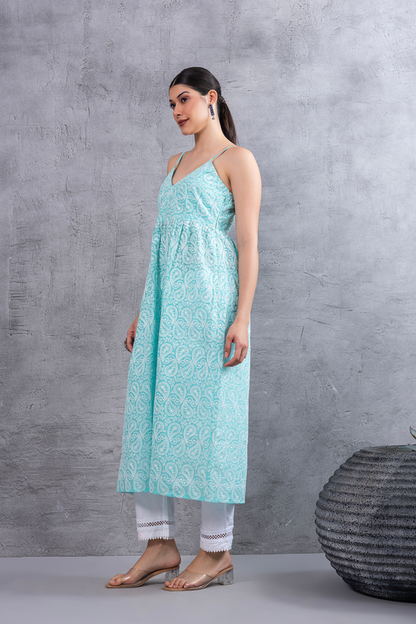 Baby Blue Chikankari Embroidered Kurta Set