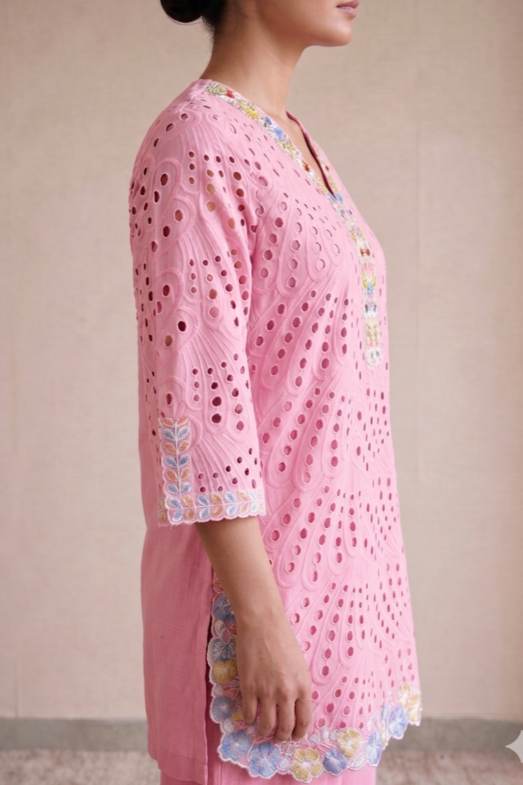 Baby Pink Embroidered Kurta Set