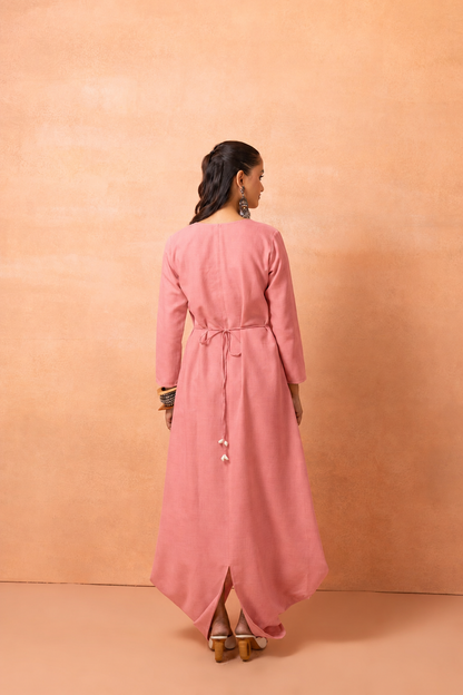 Pink Bohemian Long Jumpsuit Drape Dress