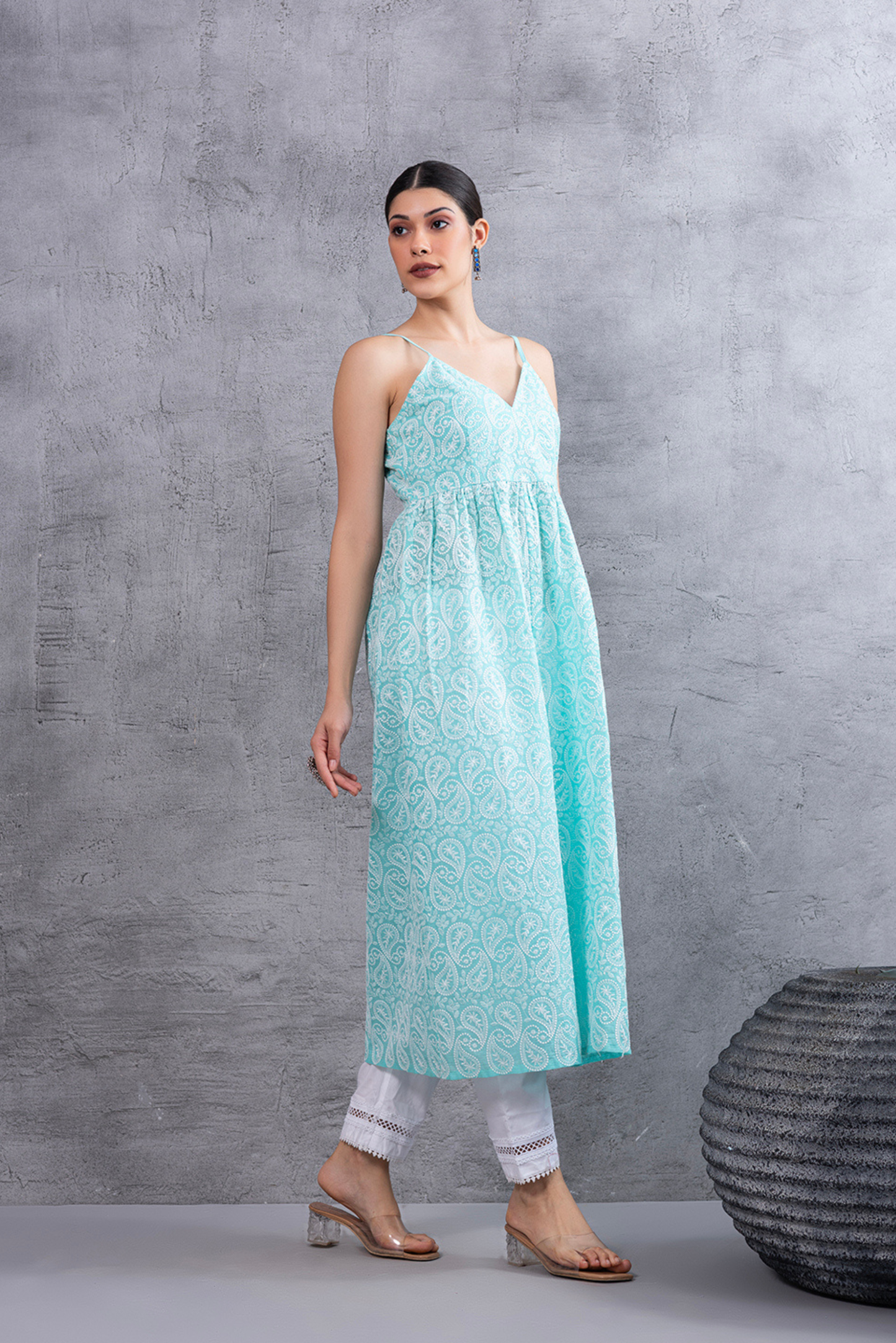 Baby Blue Chikankari Embroidered Kurta Set