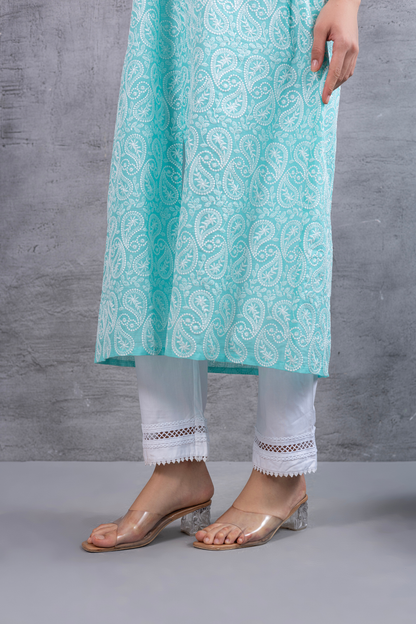 Baby Blue Chikankari Embroidered Kurta Set