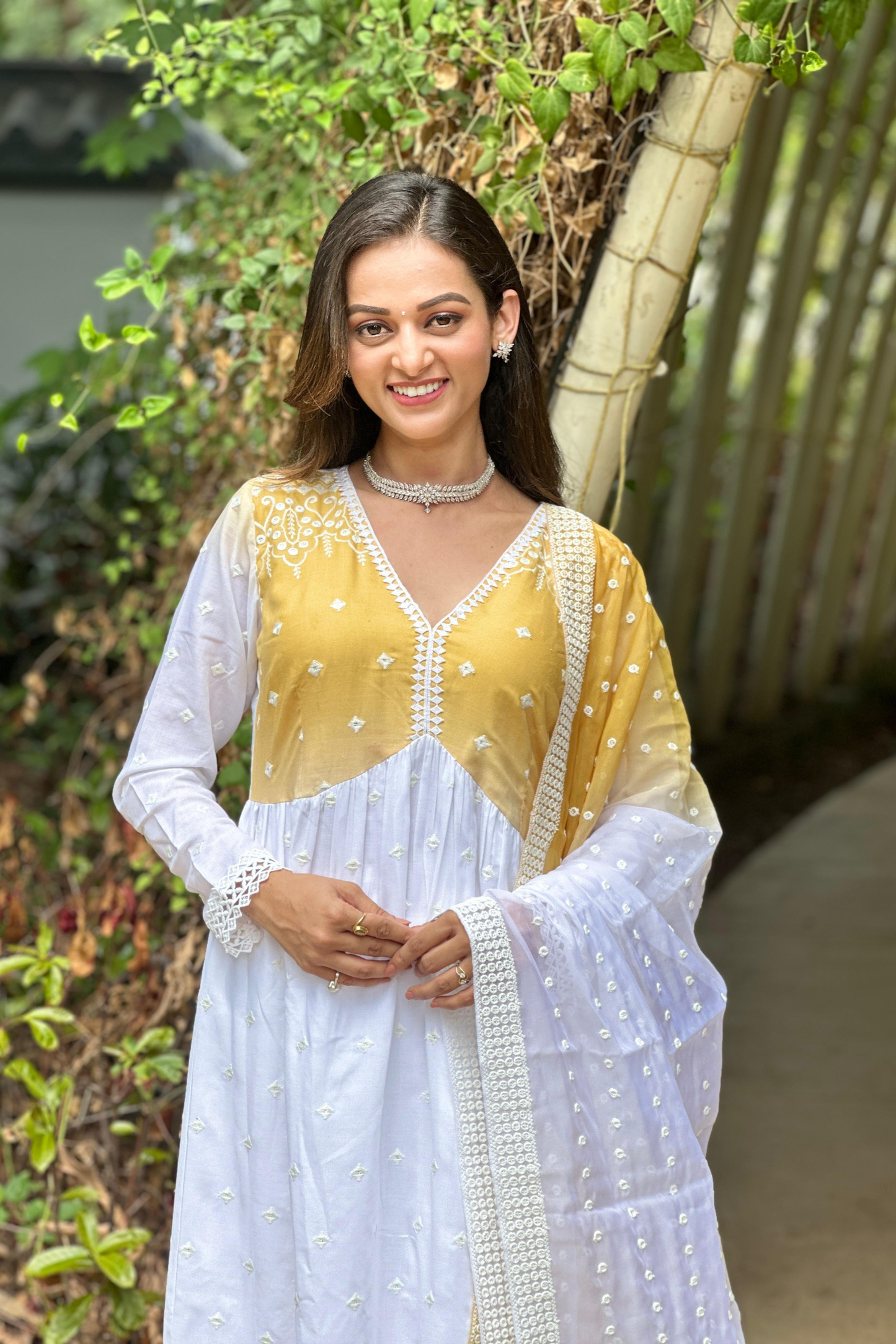 White-Yellow Ombre Tiered Suit Set
