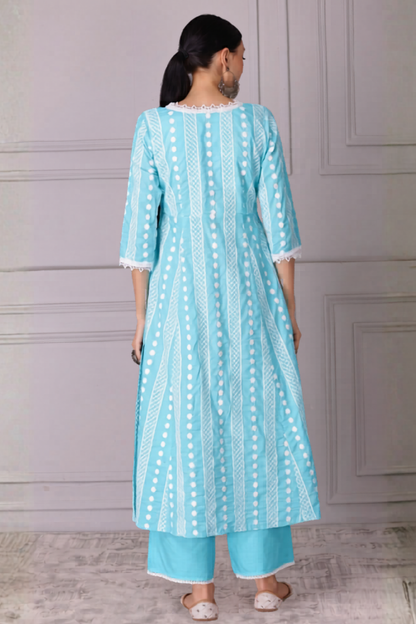 Baby Blue Lace Embroidered Kurta Set