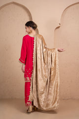 BEIGE AND GOLD EMBROIDERED VELVET DUPATTA