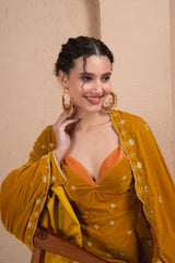 MUSTARD GOLD EMBROIDERED VELVET DUPATTA