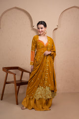 MUSTARD GOLD EMBROIDERED VELVET DUPATTA