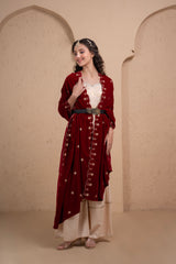 SOFT MAROON EMBROIDERED VELVET DUPATTA