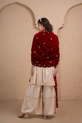 SOFT MAROON EMBROIDERED VELVET DUPATTA