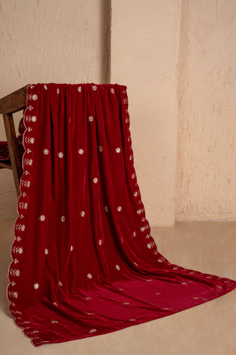 SOFT MAROON EMBROIDERED VELVET DUPATTA