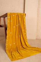 MUSTARD GOLD EMBROIDERED VELVET DUPATTA