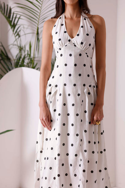 White Polka Dot Midi Dress