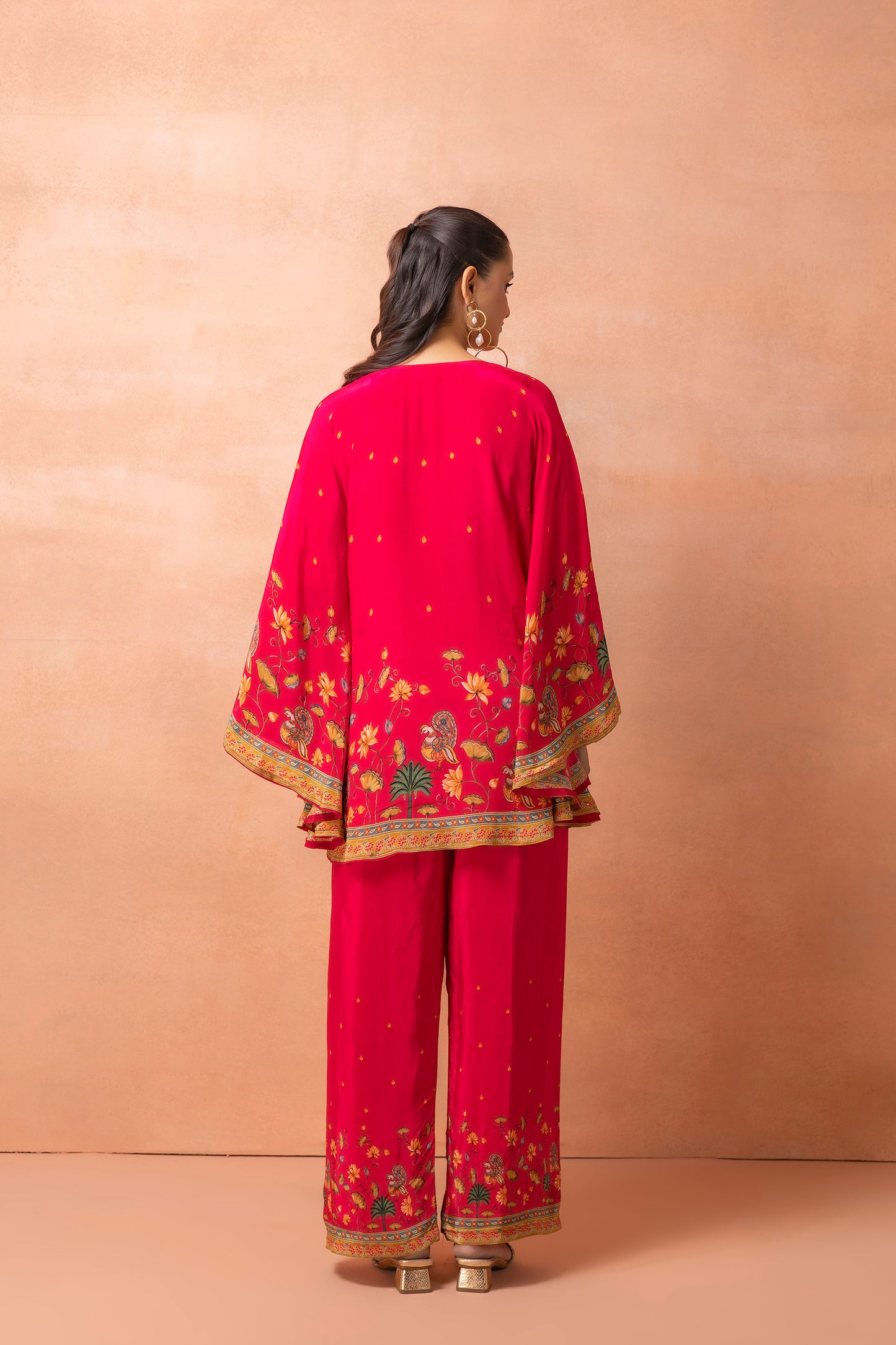 Fuchsia Pink Printed Kaftan Set