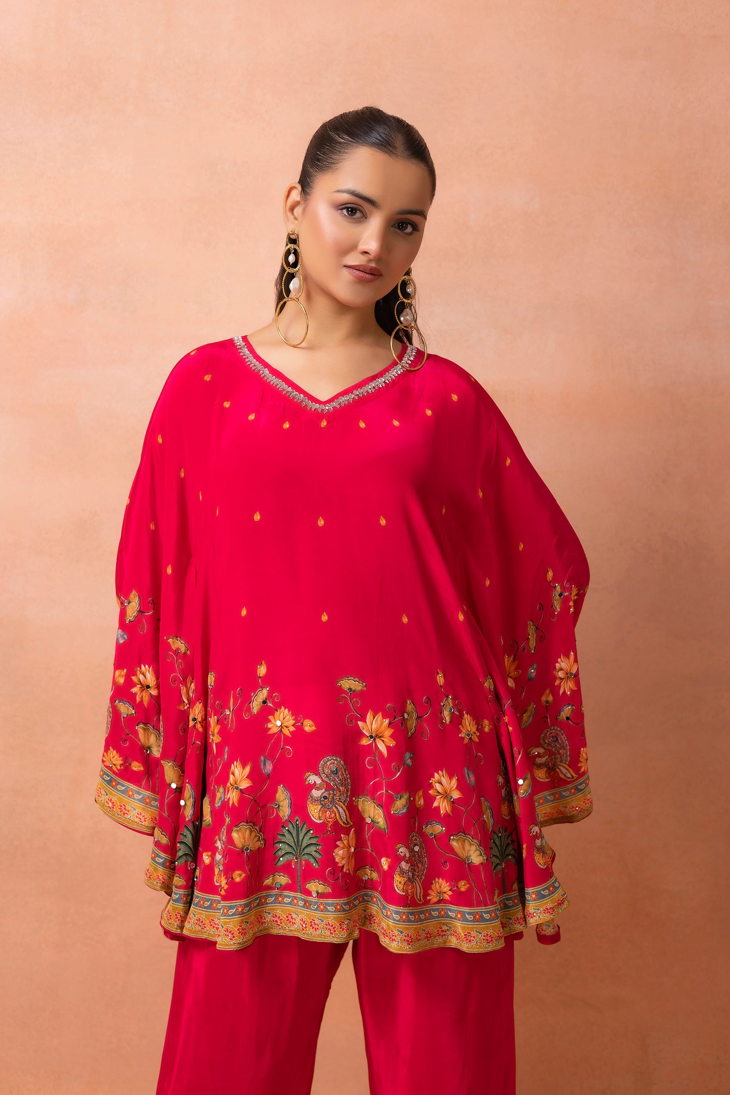 Fuchsia Pink Printed Kaftan Set