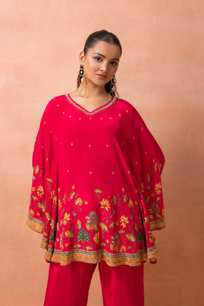 Fuchsia Pink Printed Kaftan Set