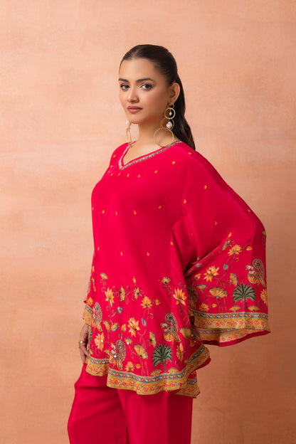 Fuchsia Pink Printed Kaftan Set
