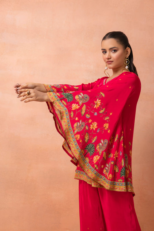 Fuchsia Pink Printed Kaftan Set