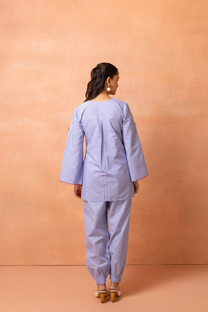 Blue Gingham checks Bow Co-ord Set
