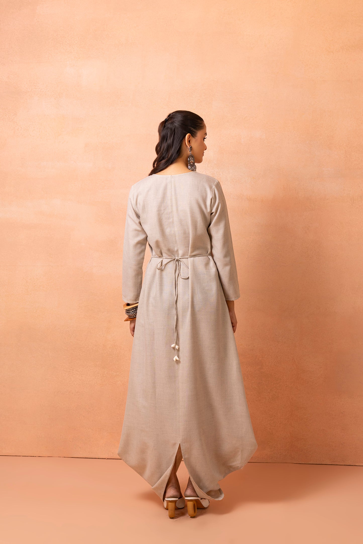 Khaki Bohemian Long Jumpsuit Drape Dress