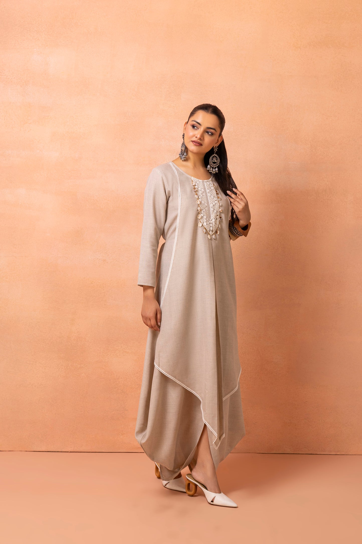 Khaki Bohemian Long Jumpsuit Drape Dress