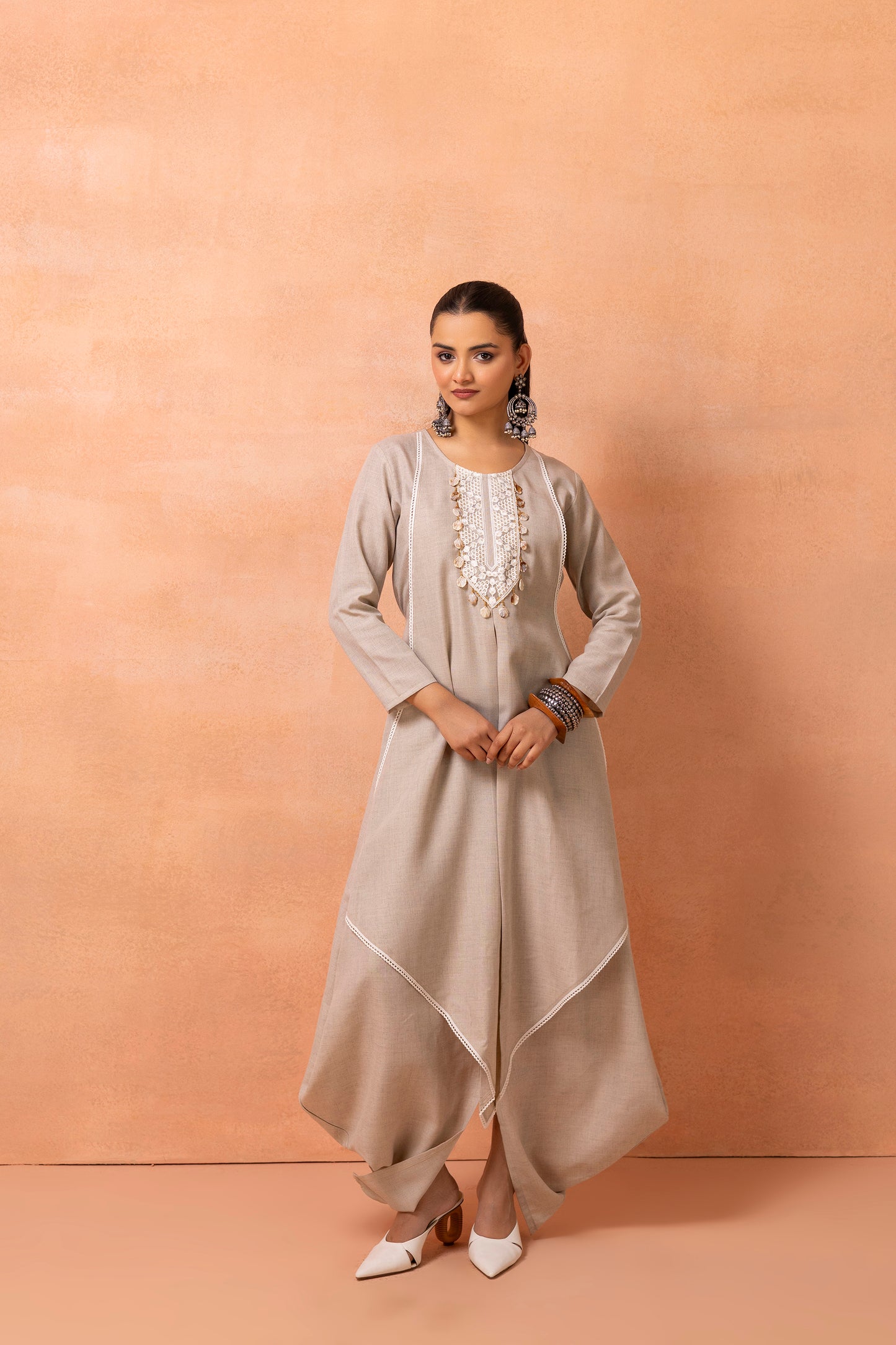 Khaki Bohemian Long Jumpsuit Drape Dress