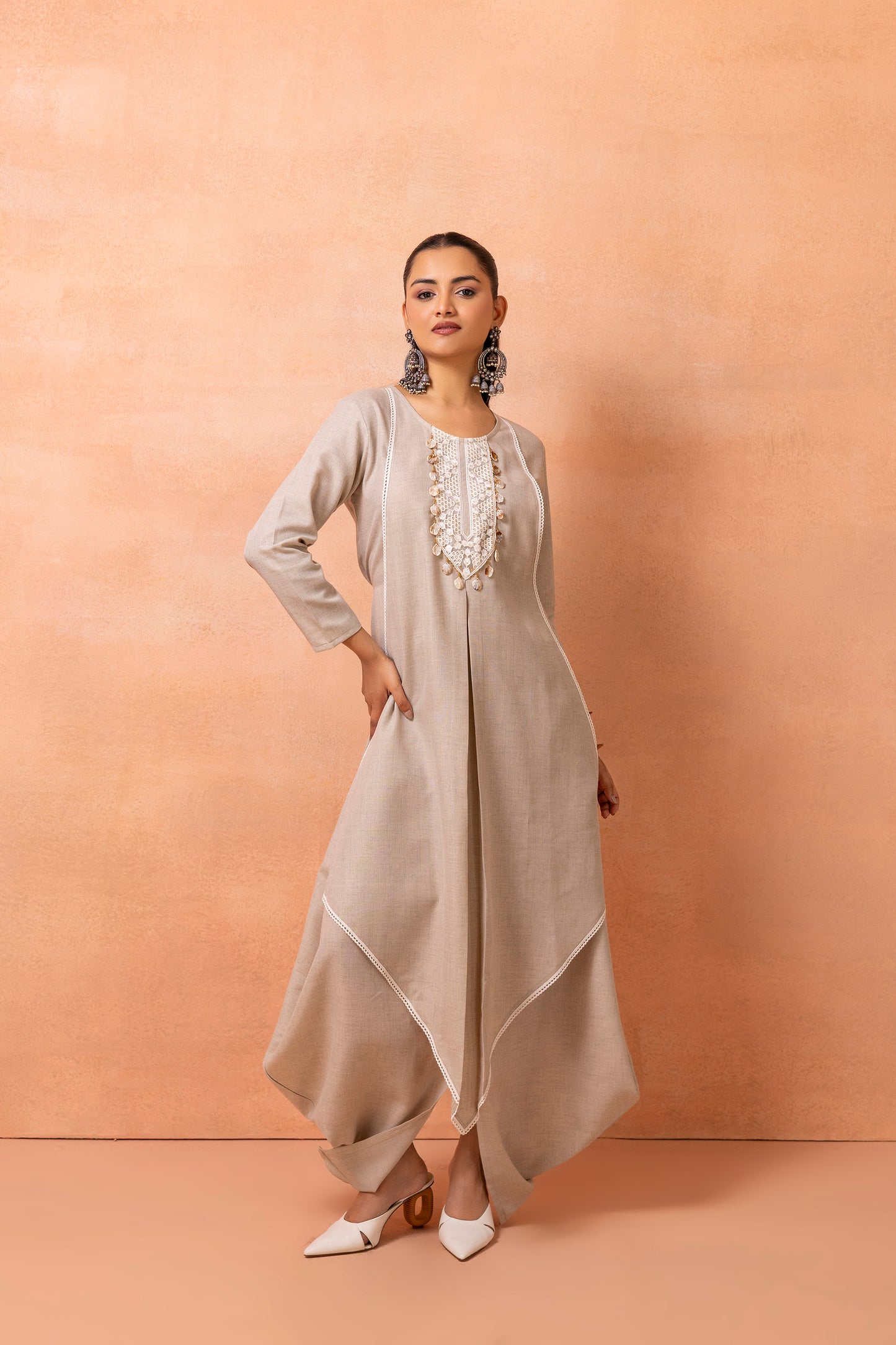 Khaki Bohemian Long Jumpsuit Drape Dress