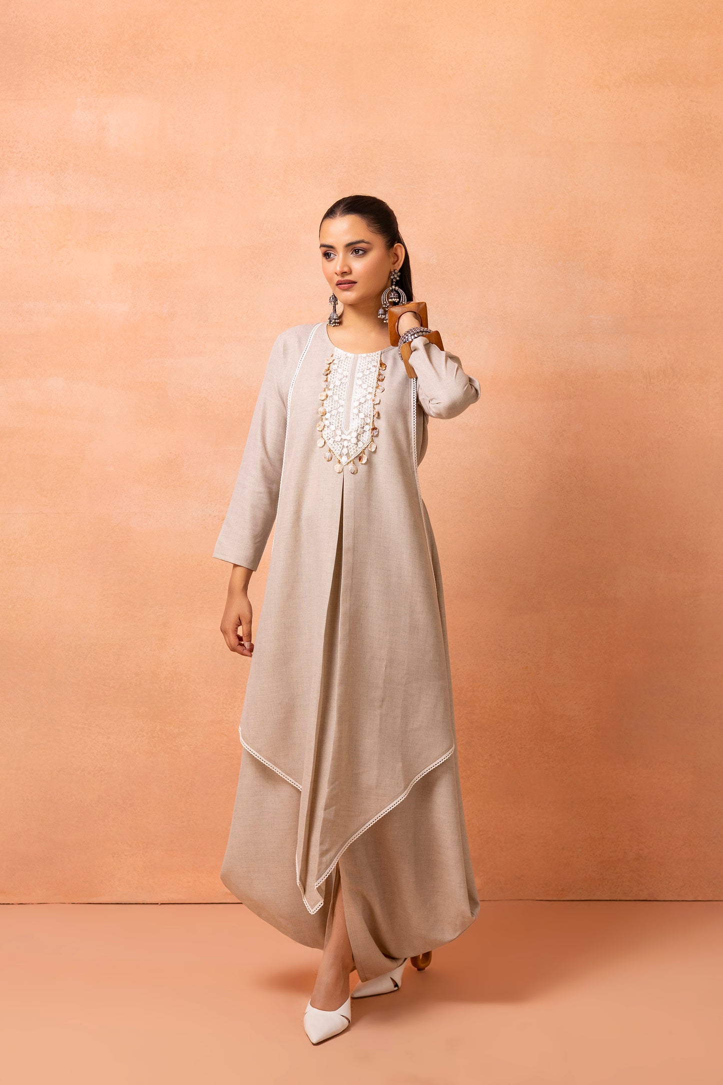 Khaki Bohemian Long Jumpsuit Drape Dress