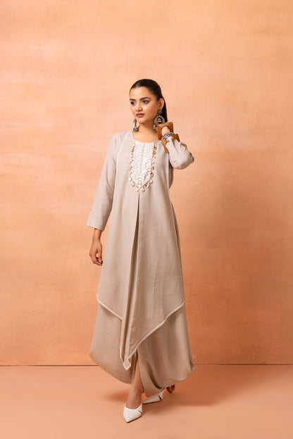 Khaki Bohemian Long Jumpsuit Drape Dress