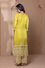 LIME ORGANZA EMBROIDERED SUIT SET