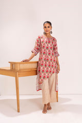 BEIGE MUGHLAI PRINT KURTA SET