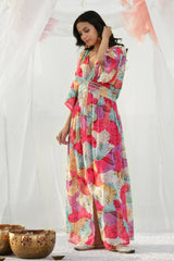 Color Blocked Kaftan Maxi Dress