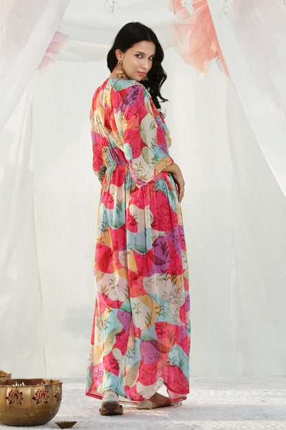 Color Blocked Kaftan Maxi Dress