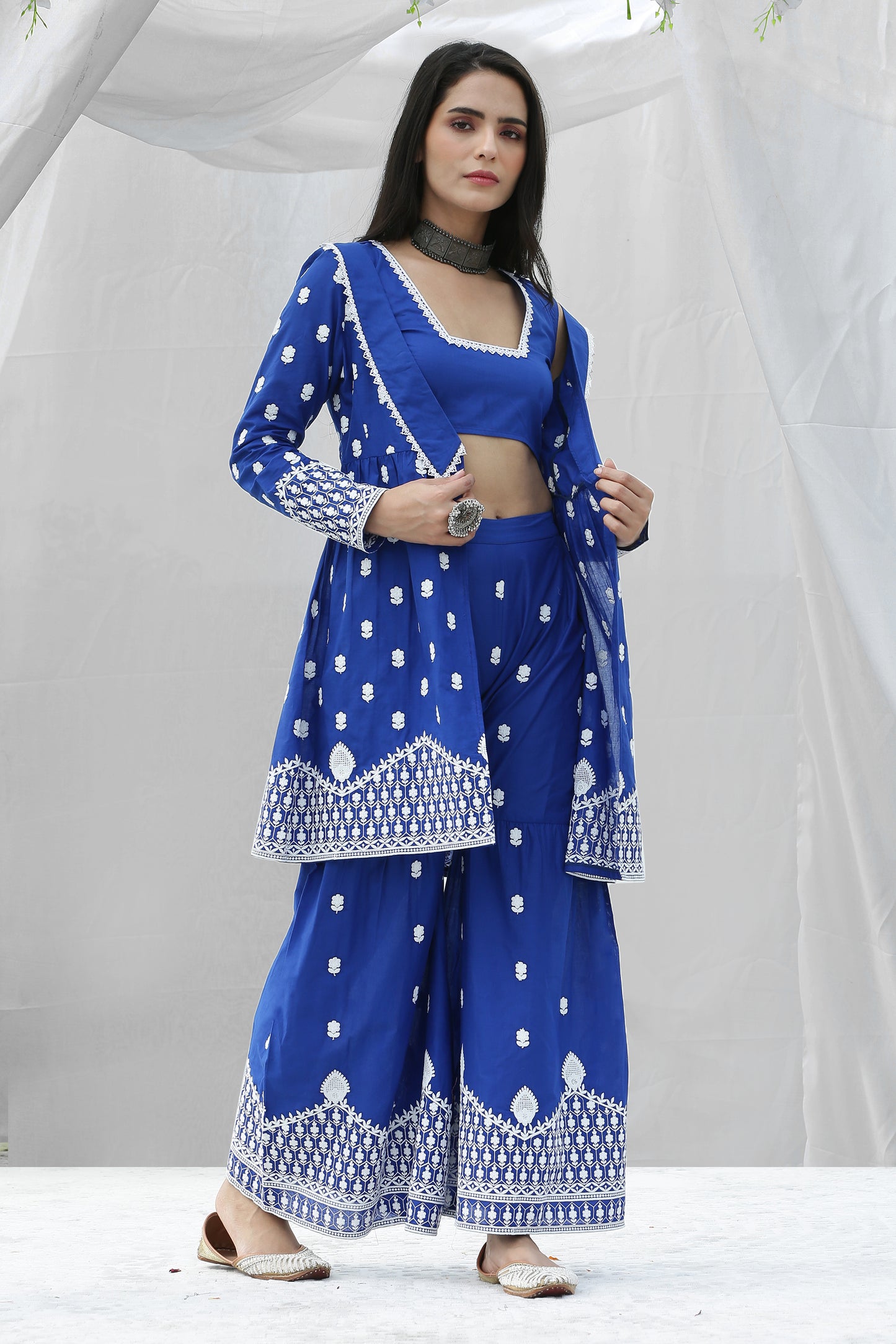 Royal Chikankari Indo-Western Set