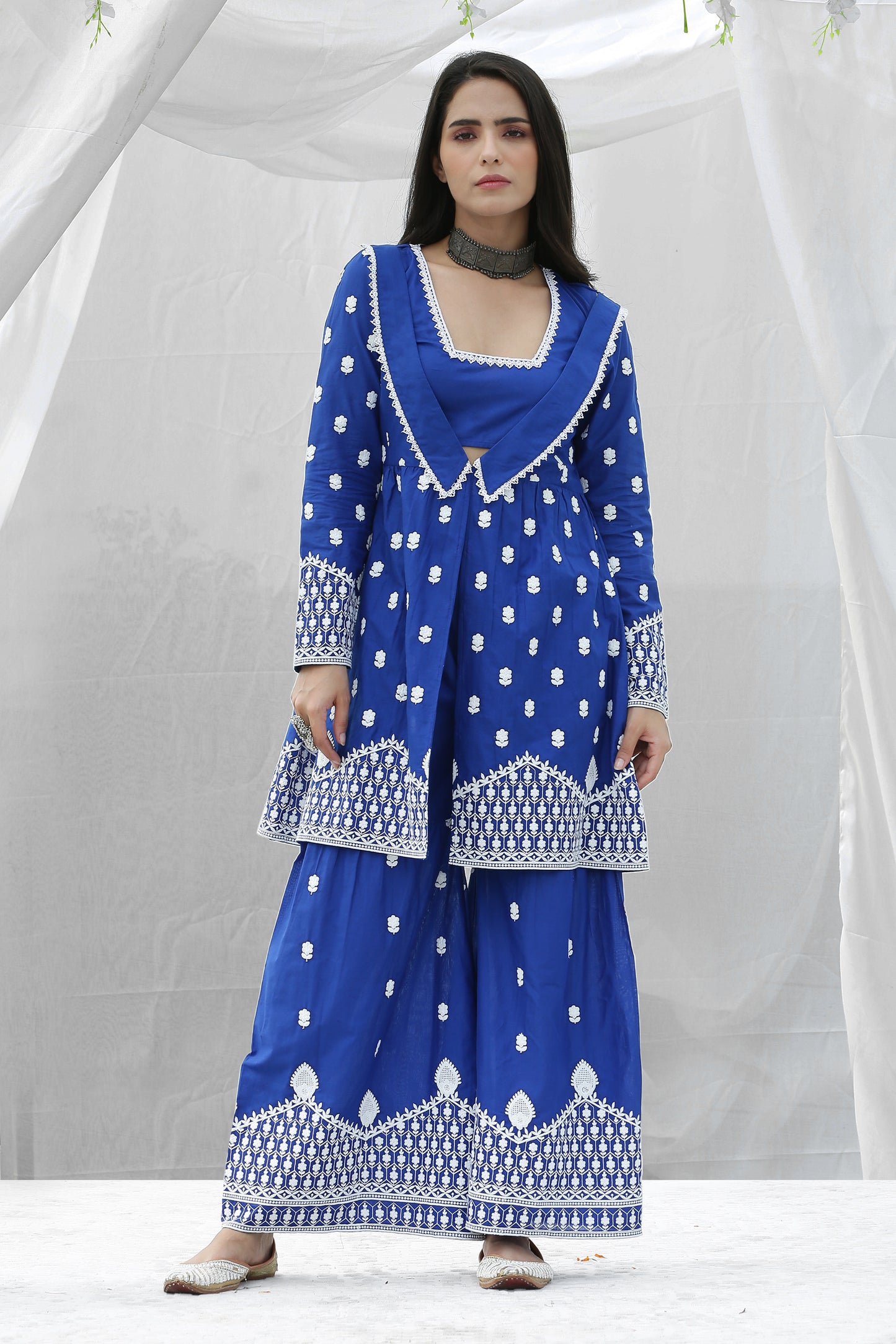 Royal Chikankari Indo-Western Set